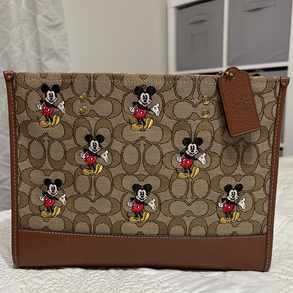 Coach Brown and Tan Mickey Mouse Satchel